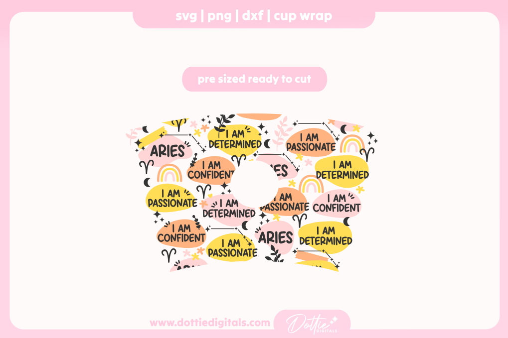 Aries Star Sign Affirmations 24oz Starbucks Cold Cup SVG PNG