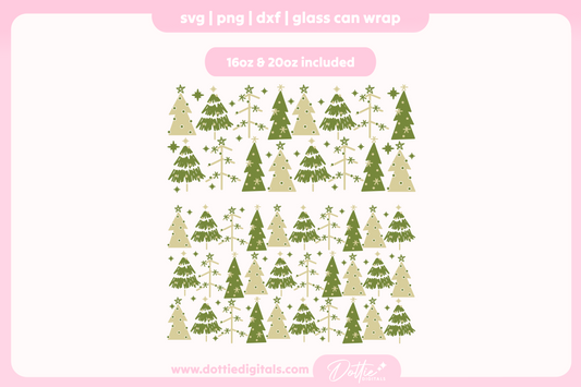 Boho Christmas Trees 16oz & 20oz Libbey Glass Can Bundle SVG PNG