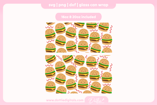Hamburgers 16oz & 20oz Libbey Glass Can Bundle SVG PNG