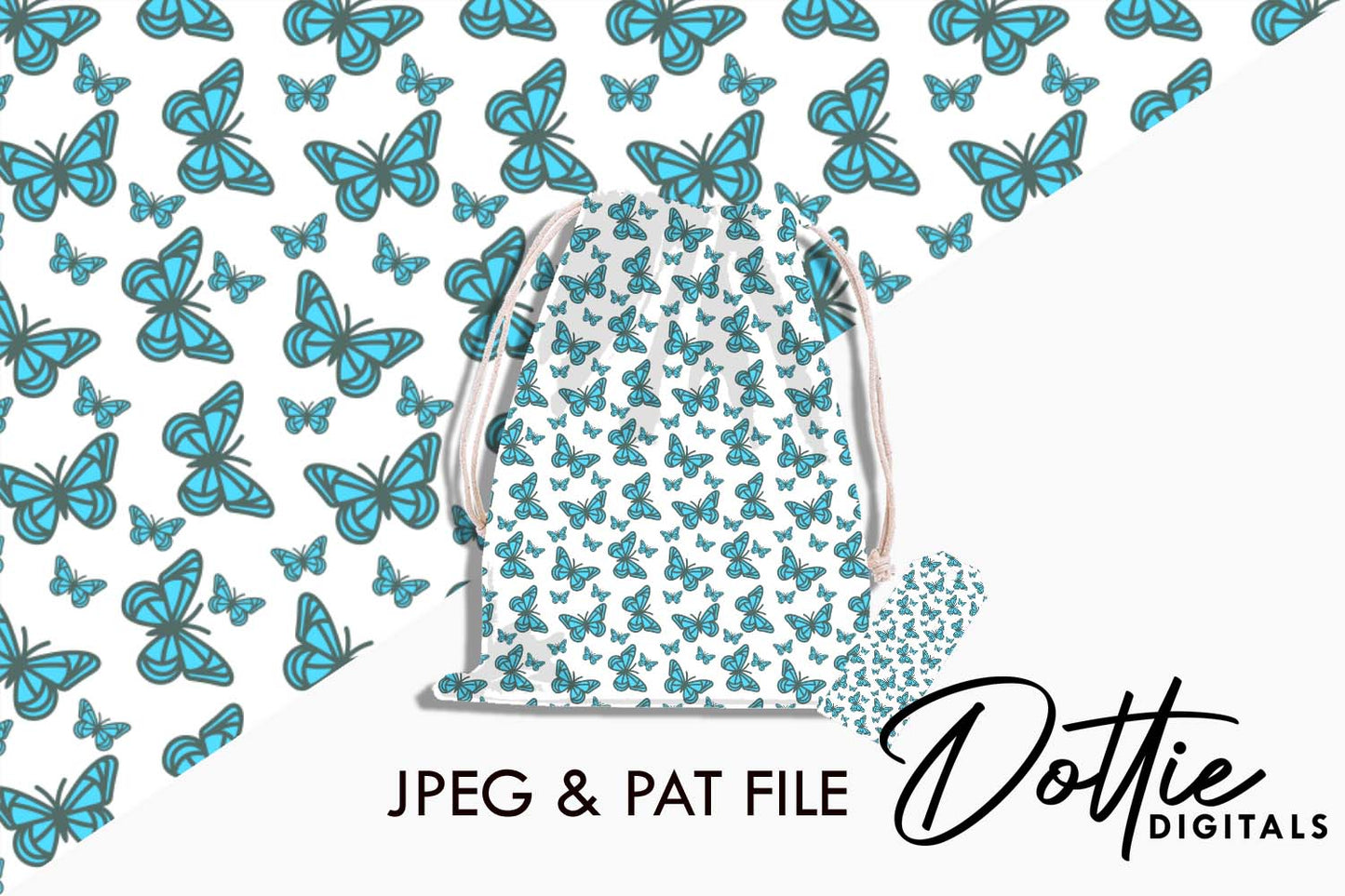 Blue Butterflies Repeat Seamless Pattern