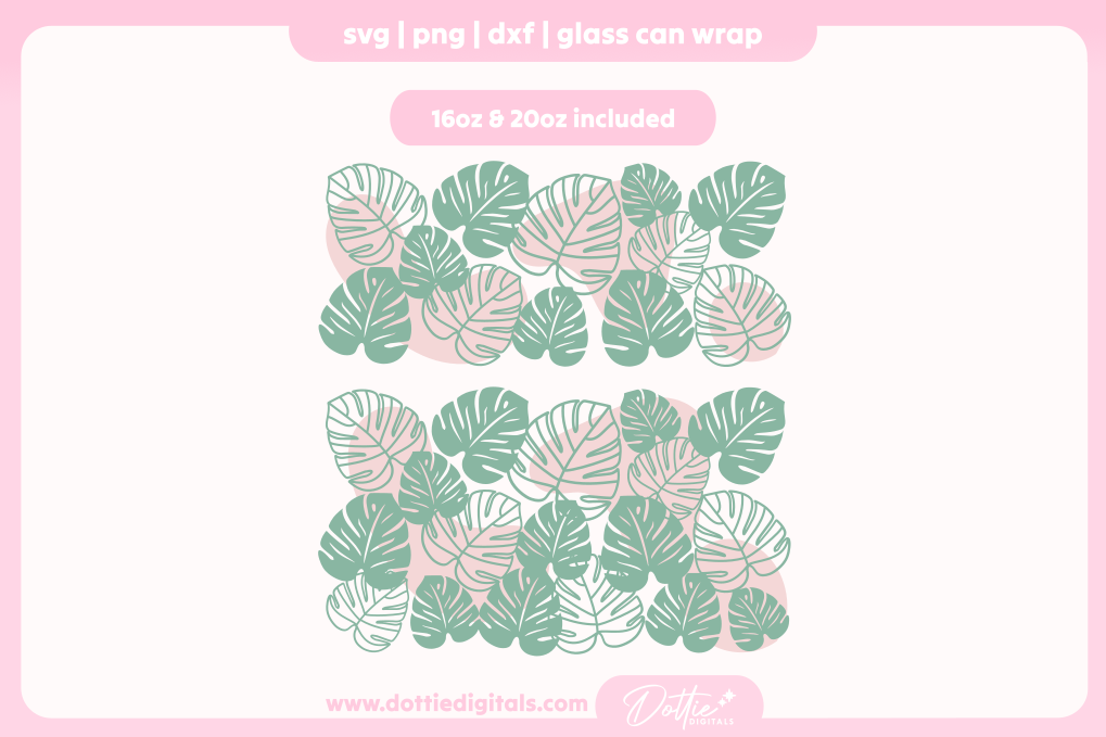 Abstract Cheese Plant 16oz & 20oz Libbey Glass Can Bundle SVG PNG