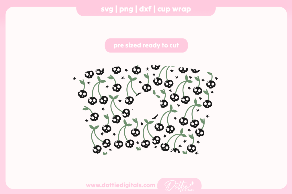 Halloween Cherry Skulls 24oz Starbucks Cold Cup SVG PNG