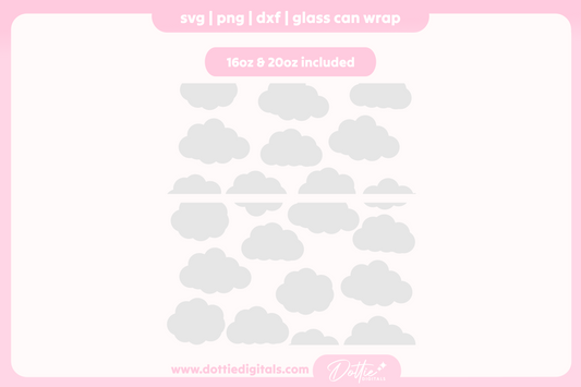 Fluffy Clouds 16oz & 20oz Libbey Glass Can Bundle SVG PNG
