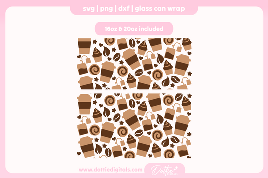 Coffee and Cake 16oz & 20oz Libbey Glass Can Bundle SVG PNG