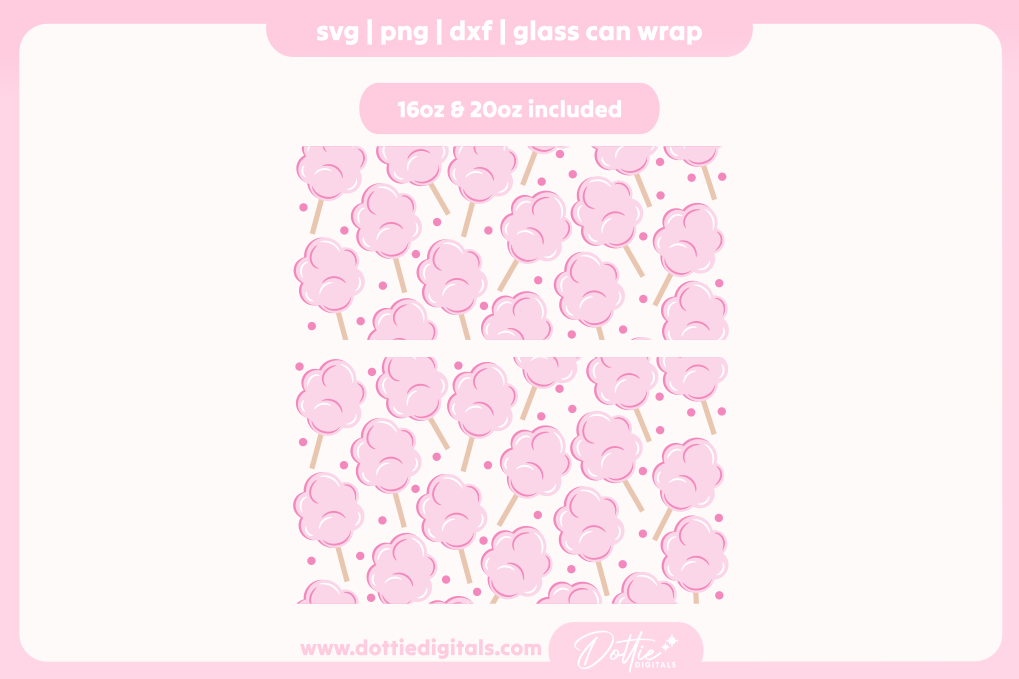 Cotton Candy 16oz & 20oz Libbey Glass Can Bundle SVG PNG