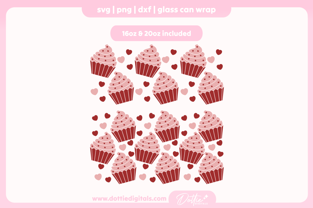 Cute Cupcakes 16oz & 20oz Libbey Glass Can Bundle SVG PNG