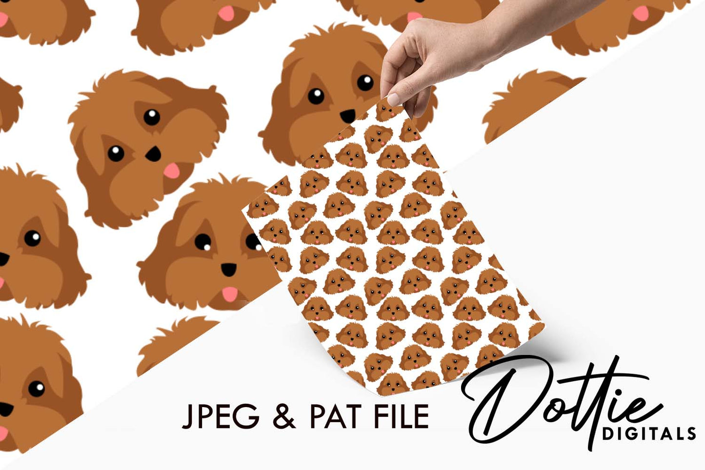 Cavapoo Dogs Repeat Seamless Pattern