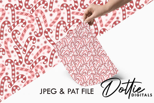 Christmas Candy Canes Repeat Seamless Pattern