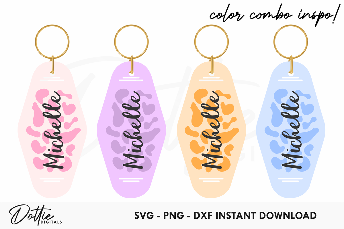 Cow Print Quote Motel Keychain SVG PNG