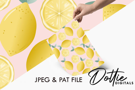 Lemons on Pink Repeat Seamless Pattern