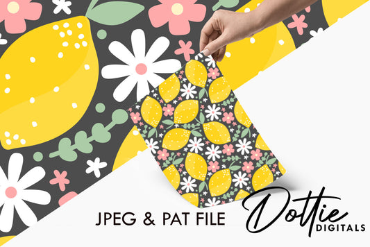 Cute Ditsy Flowers And Lemons Repeat Seamless Pattern
