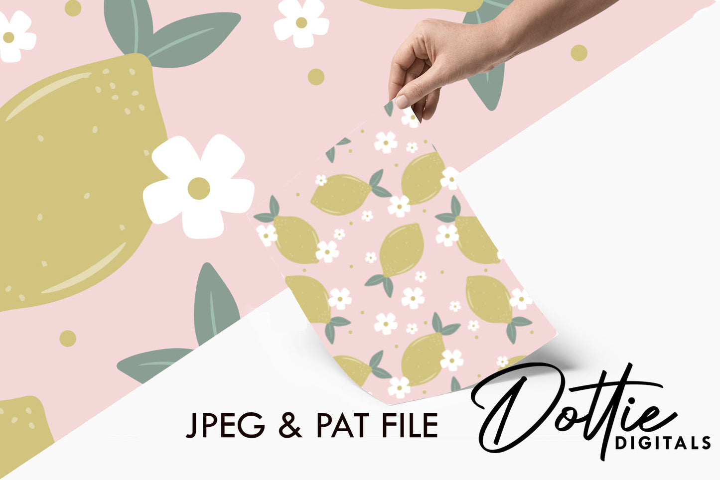 Muted Pink Lemons and Daisies Repeat Seamless Pattern