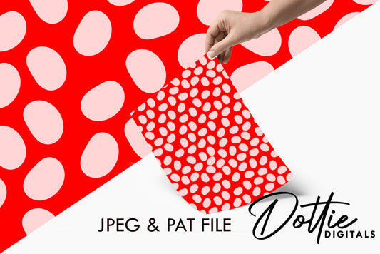 Pink Dots on Red Repeat Seamless Pattern