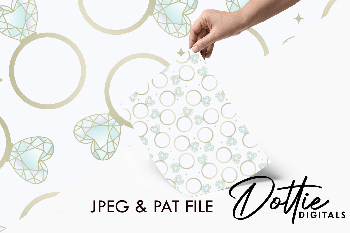 Heart Diamond Rings Repeat Seamless Pattern