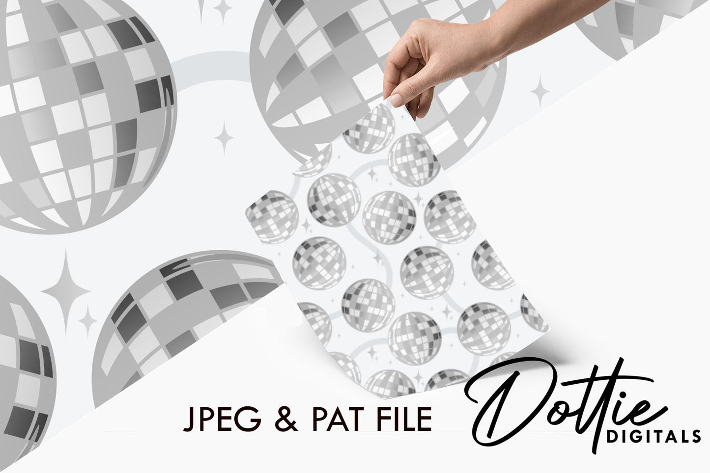 Silver Glitter Balls Repeat Seamless Pattern