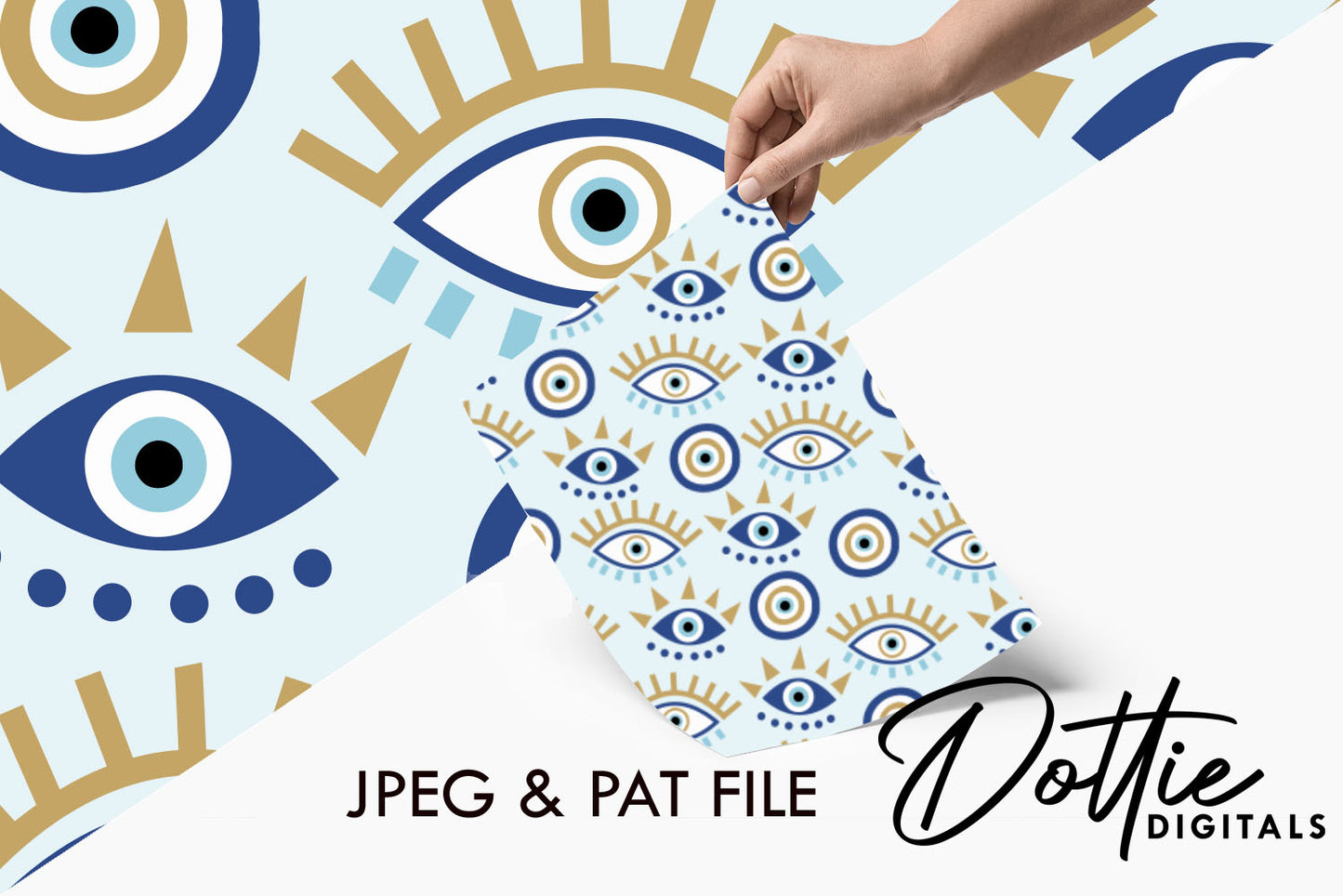 Evil Eyes On Blue Repeat Seamless Pattern