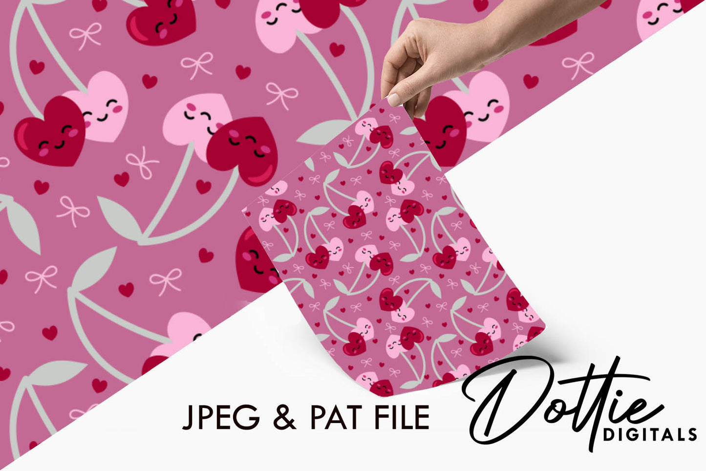 Cherry Hearts Repeat Seamless Pattern