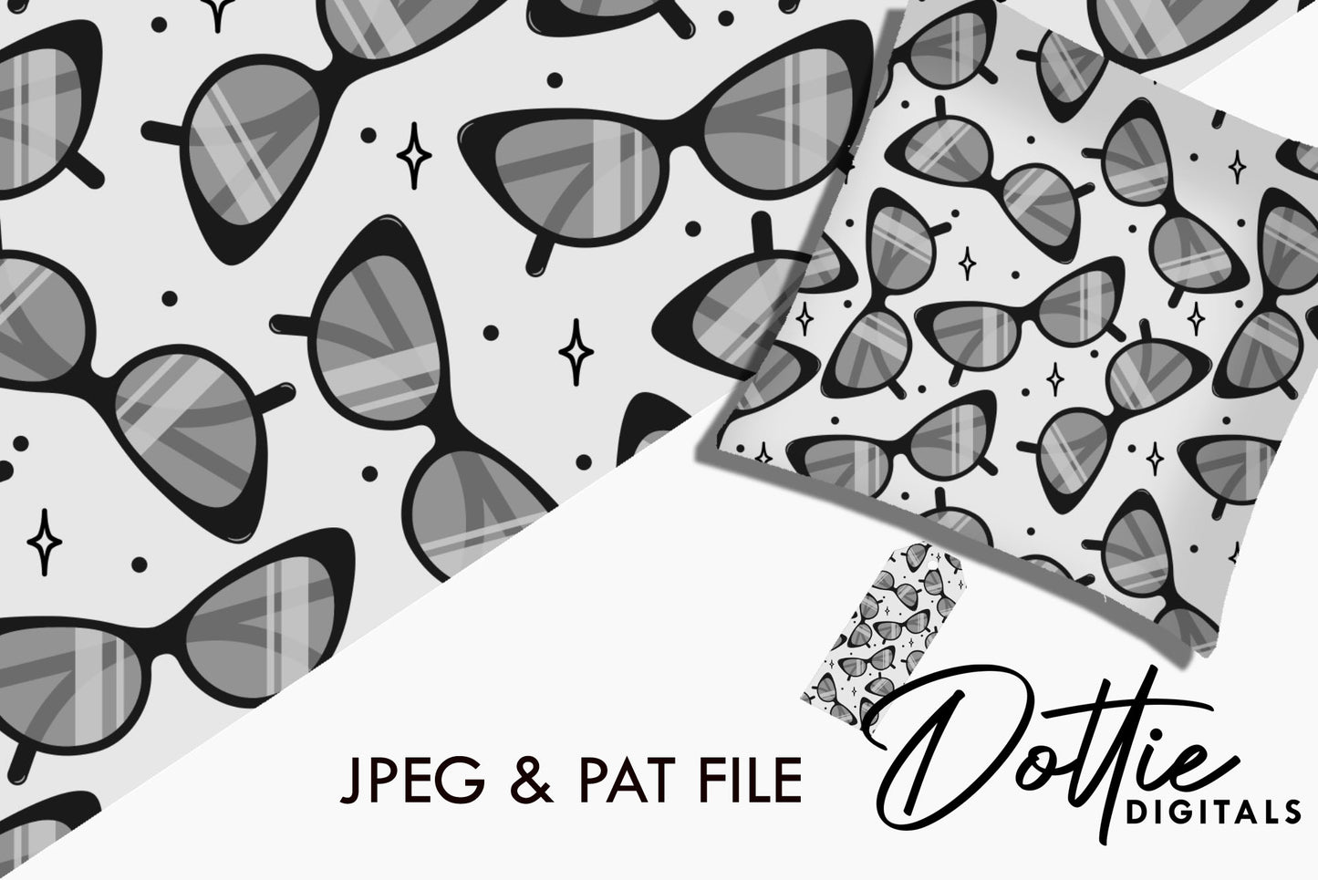 Black Grey Sunglasses Repeat Seamless Pattern