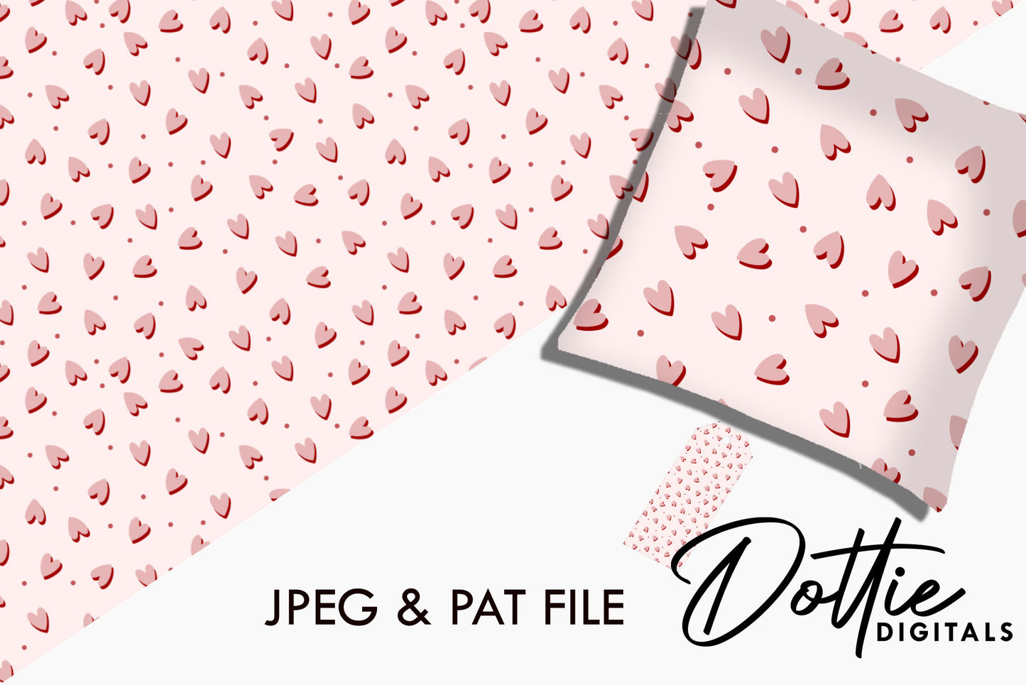 Ditsy Pink Hearts Repeat Seamless Pattern