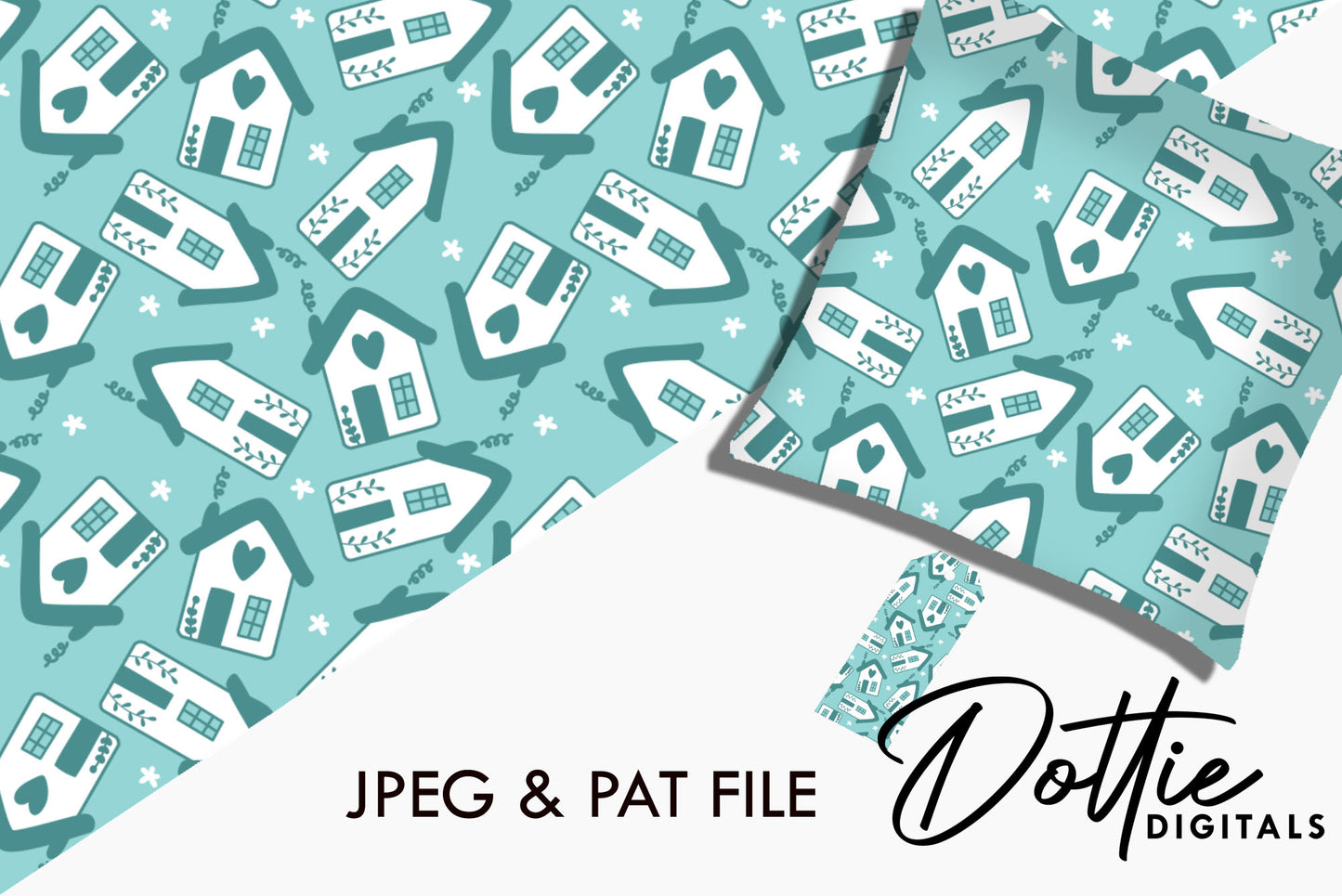 Light Blue Home Sweet Home Repeat Seamless Pattern