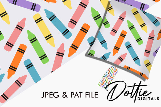 Colorful Wax Crayons on Grey Repeat Seamless Pattern