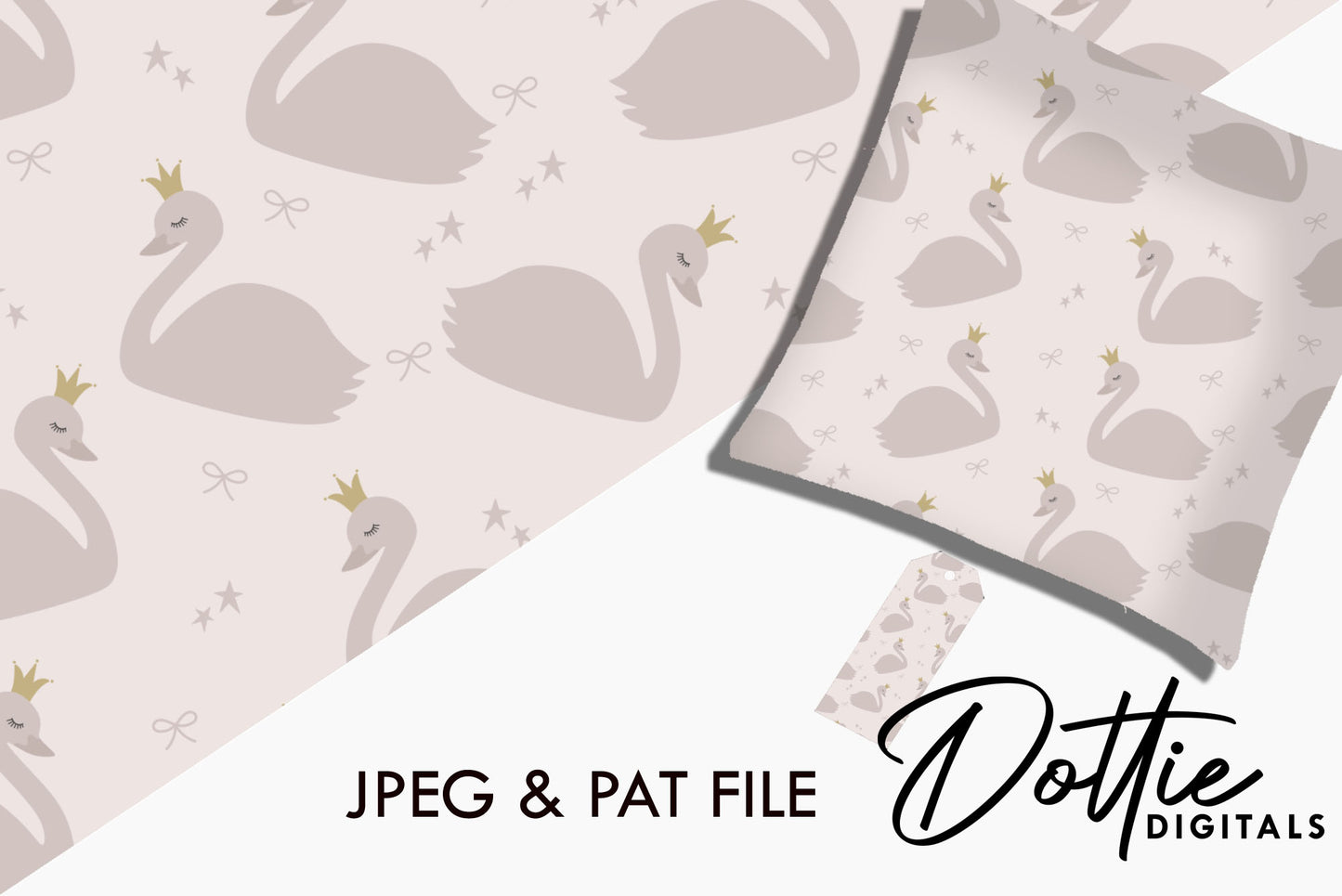 Pretty Swans on Lilac Background Repeat Seamless Pattern