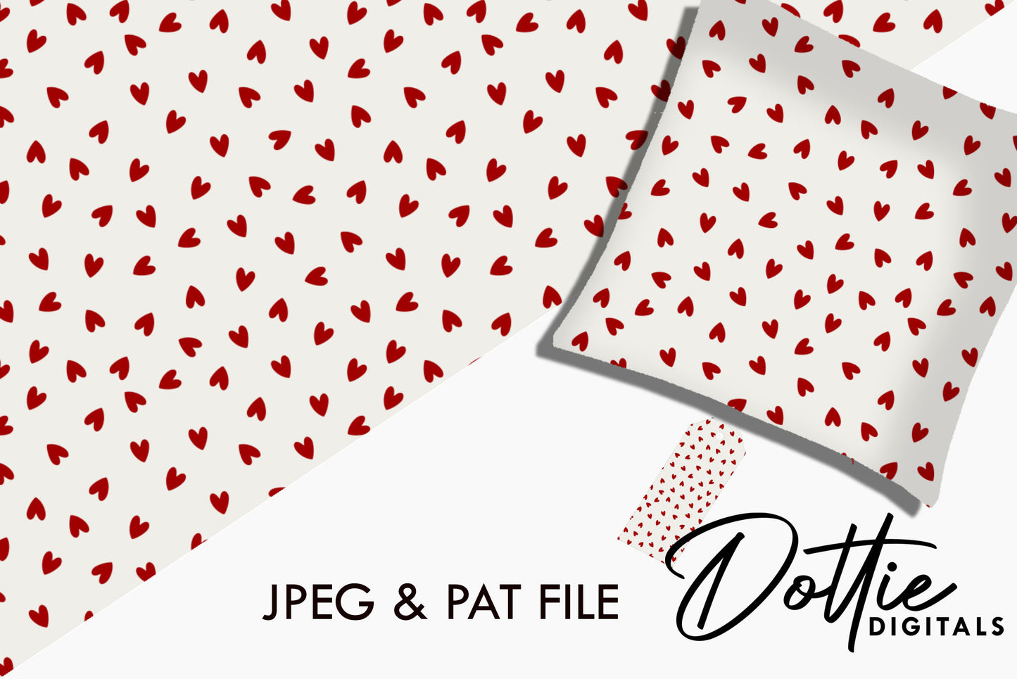 Ditsy Red Love Hearts Repeat Seamless Pattern