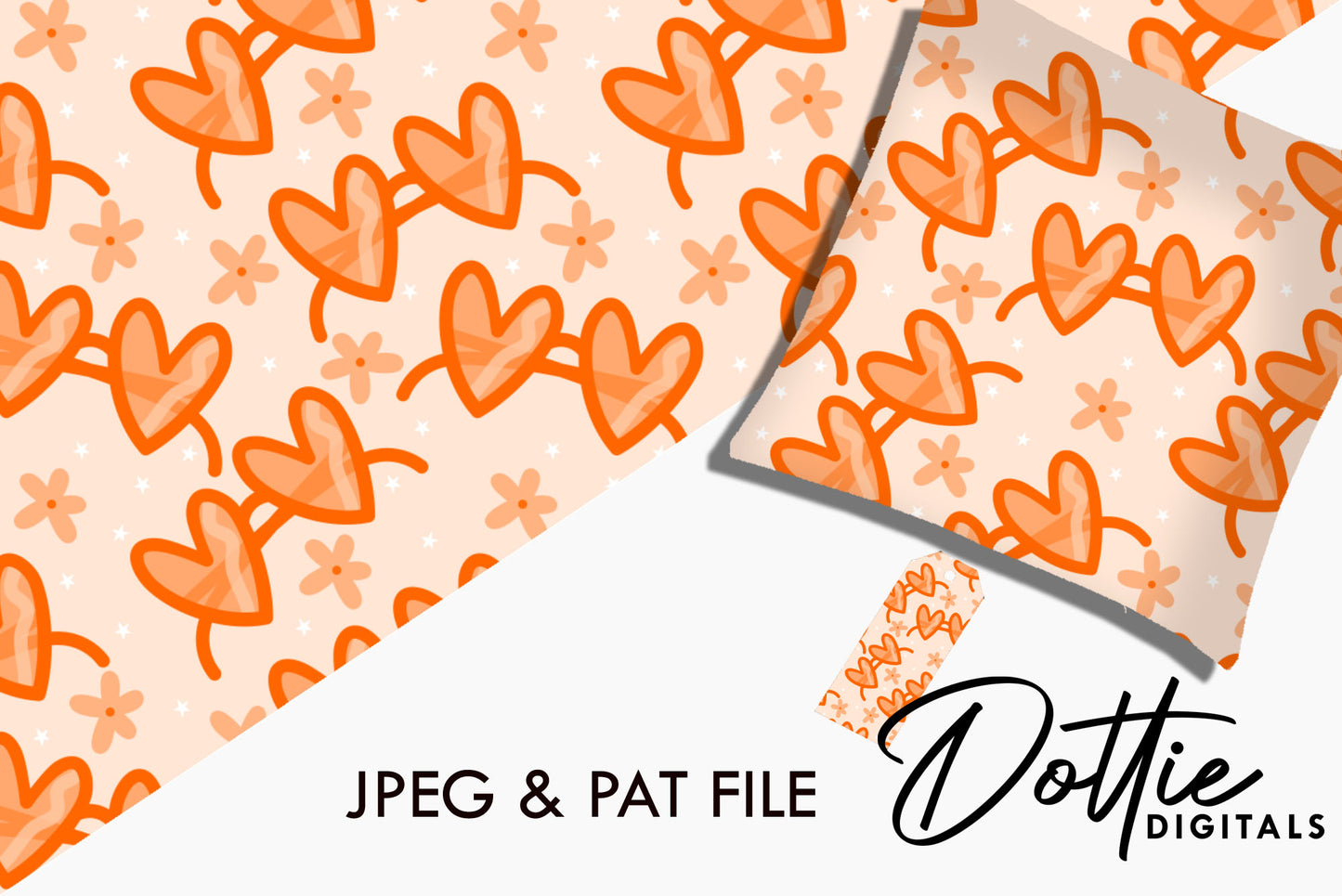 Orange Heart Sunglasses Repeat Seamless Pattern