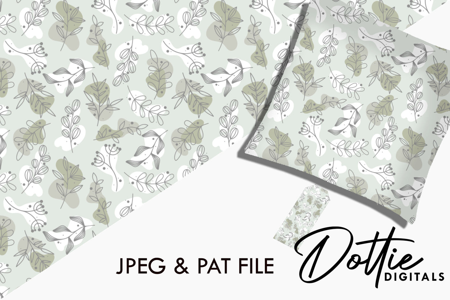 Grey Botanical Leaves Repeat Seamless Pattern