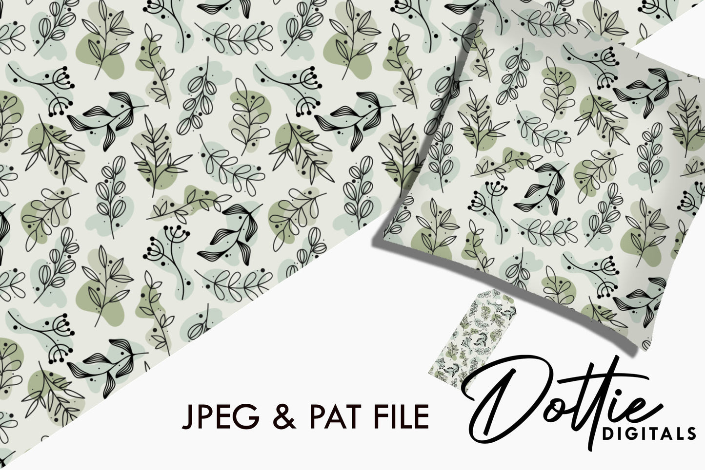 Green Botanical Leaves Repeat Seamless Pattern