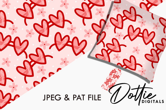 Pink Heart Sunglasses Repeat Seamless Pattern