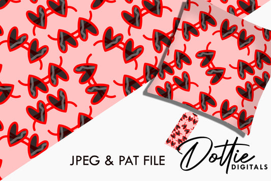 Red Heart Sunglasses Repeat Seamless Pattern