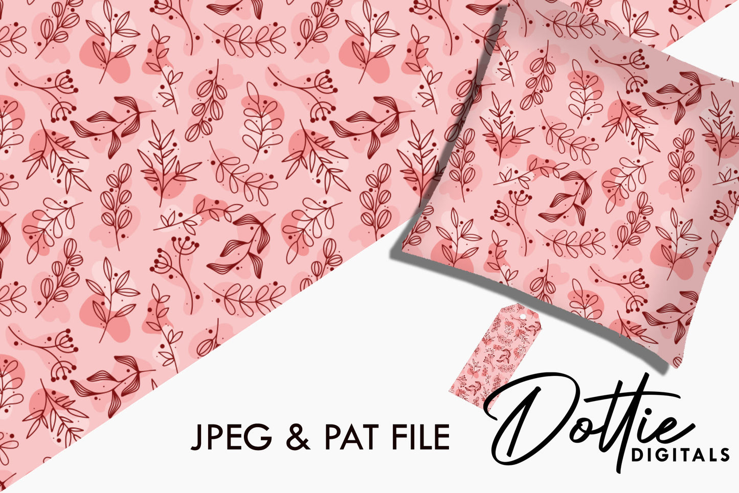 Pink Botanical Leaves Repeat Seamless Pattern