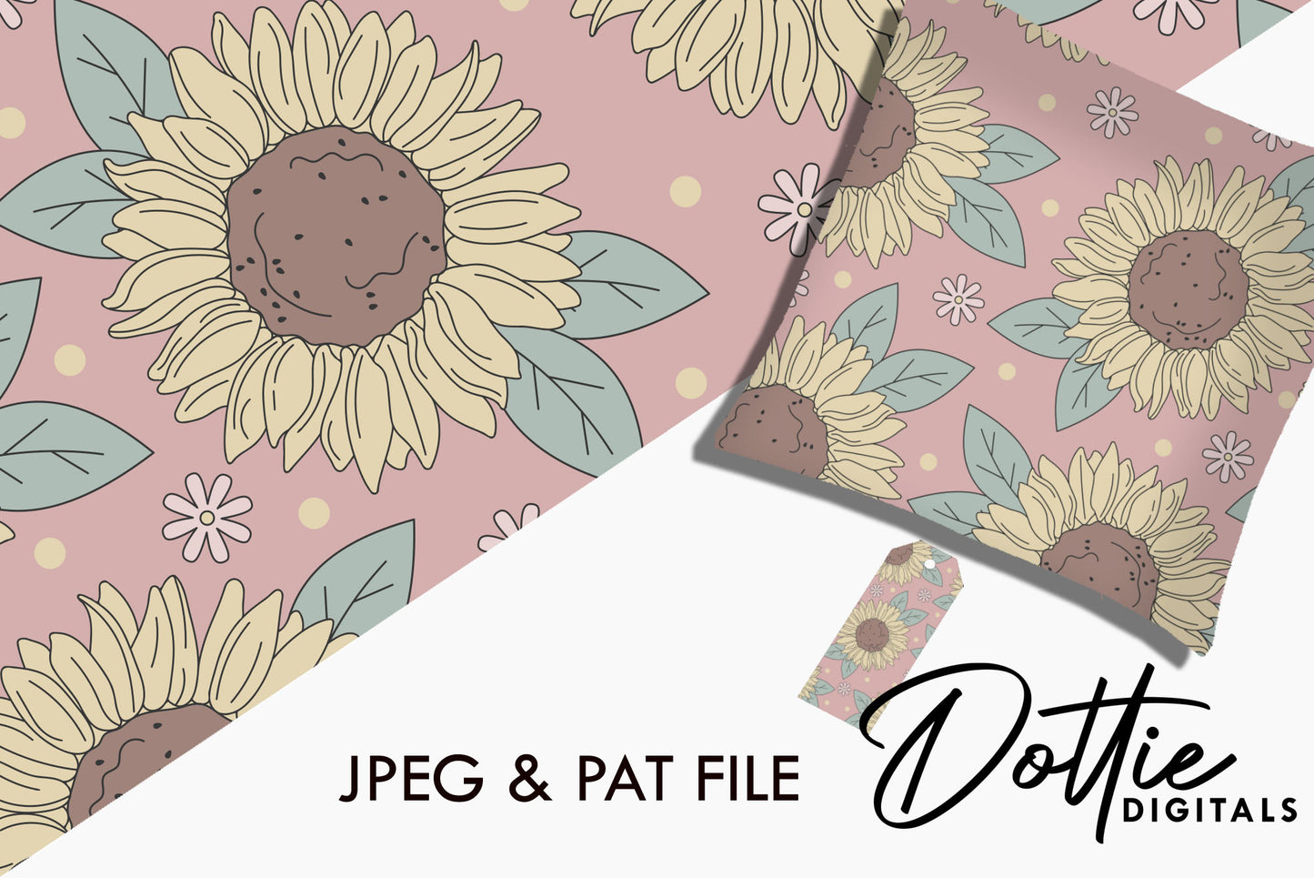 Muted Sunflowers on a Dusky Background Repeat Seamless Pattern