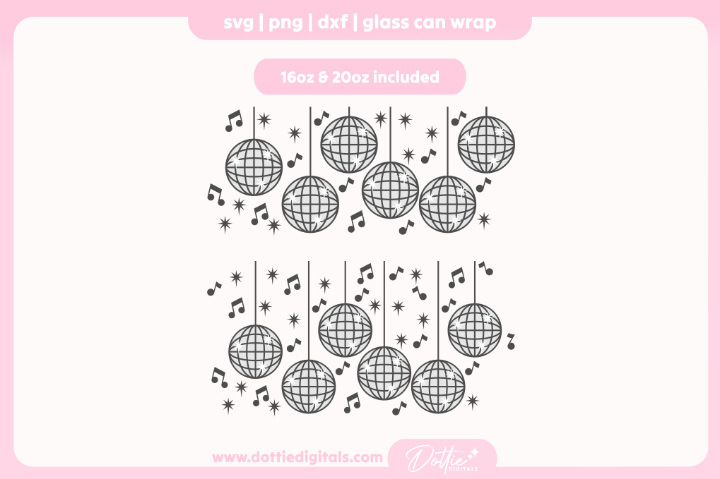 Disco Balls 16oz & 20oz Libbey Glass Can Bundle SVG PNG