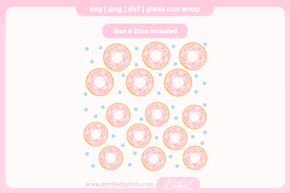 Donuts 16oz & 20oz Libbey Glass Can Bundle SVG PNG