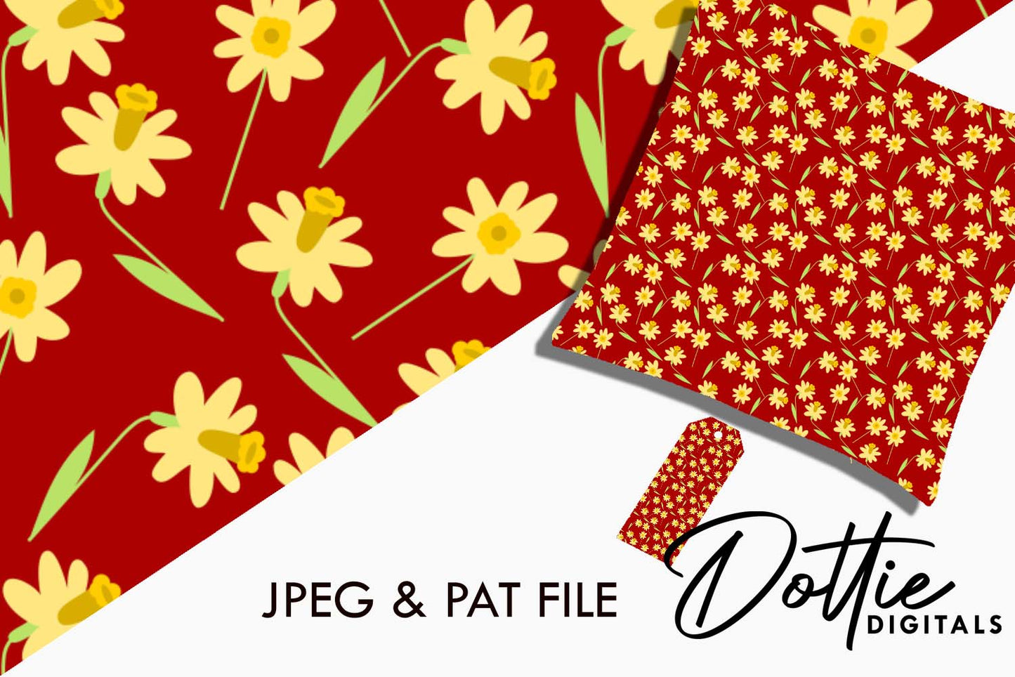 Daffodils Repeat Seamless Pattern