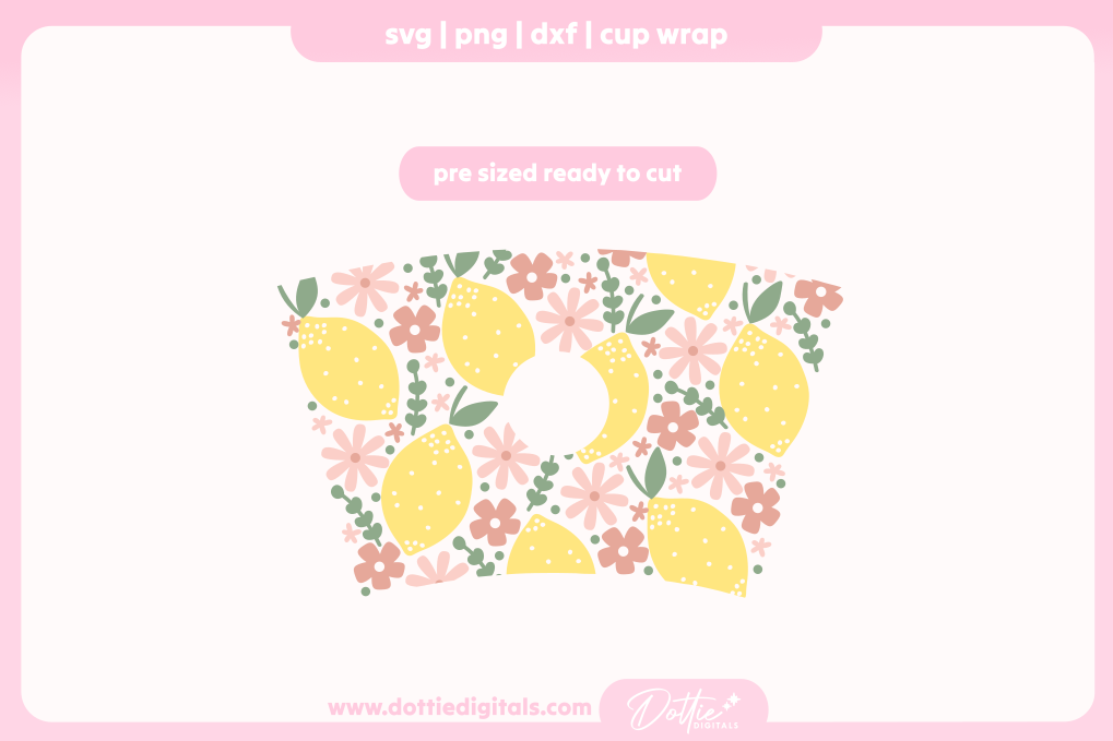 Ditsy Lemons 24oz Starbucks Cold Cup SVG PNG