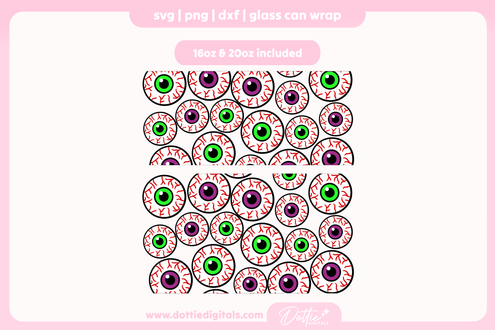 Eyeballs 16oz & 20oz Libbey Glass Can Bundle SVG PNG