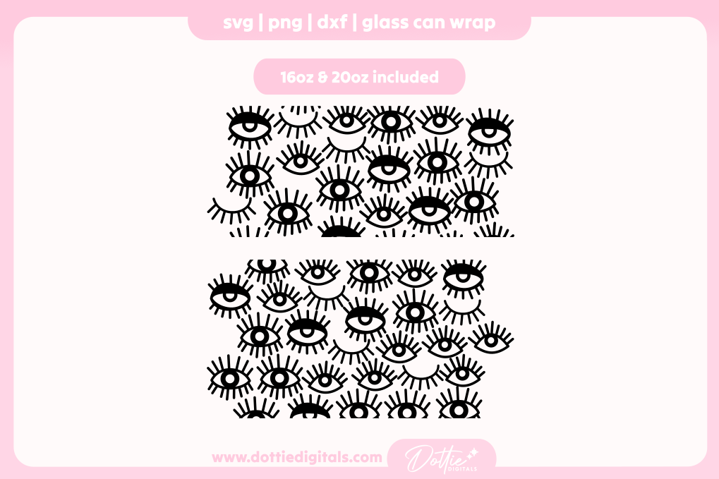 Abstract Eyes 16oz & 20oz Libbey Glass Can Bundle SVG PNG