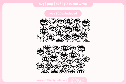 Abstract Eyes 16oz & 20oz Libbey Glass Can Bundle SVG PNG