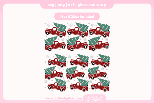 Christmas Tree Truck 16oz & 20oz Libbey Glass Can Bundle SVG PNG