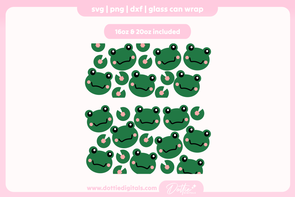 Frog Faces 16oz & 20oz Libbey Glass Can Bundle SVG PNG