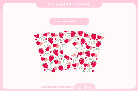 Valentine's Fruity Hearts 24oz Starbucks Cold Cup SVG PNG