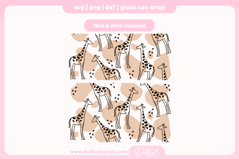 Giraffes 16oz & 20oz Libbey Glass Can Bundle SVG PNG