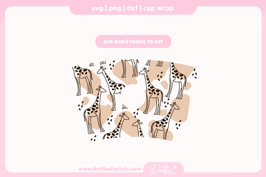 Abstract Giraffes Line Drawing Jungle Animal 24oz Starbucks Cold Cup SVG PNG