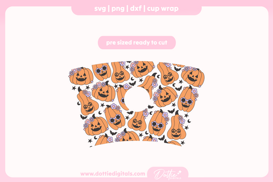 Groovy Halloween Pumpkins 24oz Starbucks Cold Cup SVG PNG