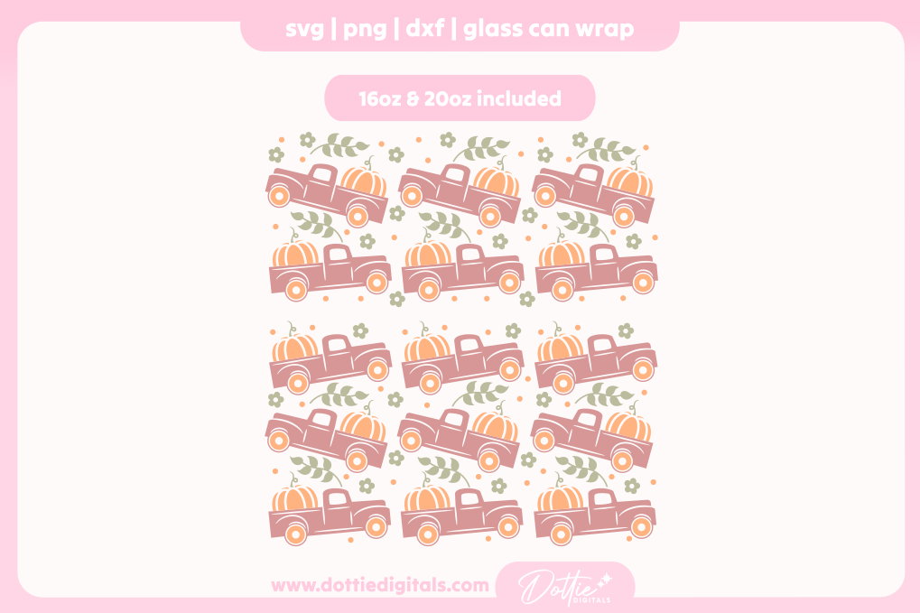Pumpkin Truck 16oz & 20oz Libbey Glass Can Bundle SVG PNG