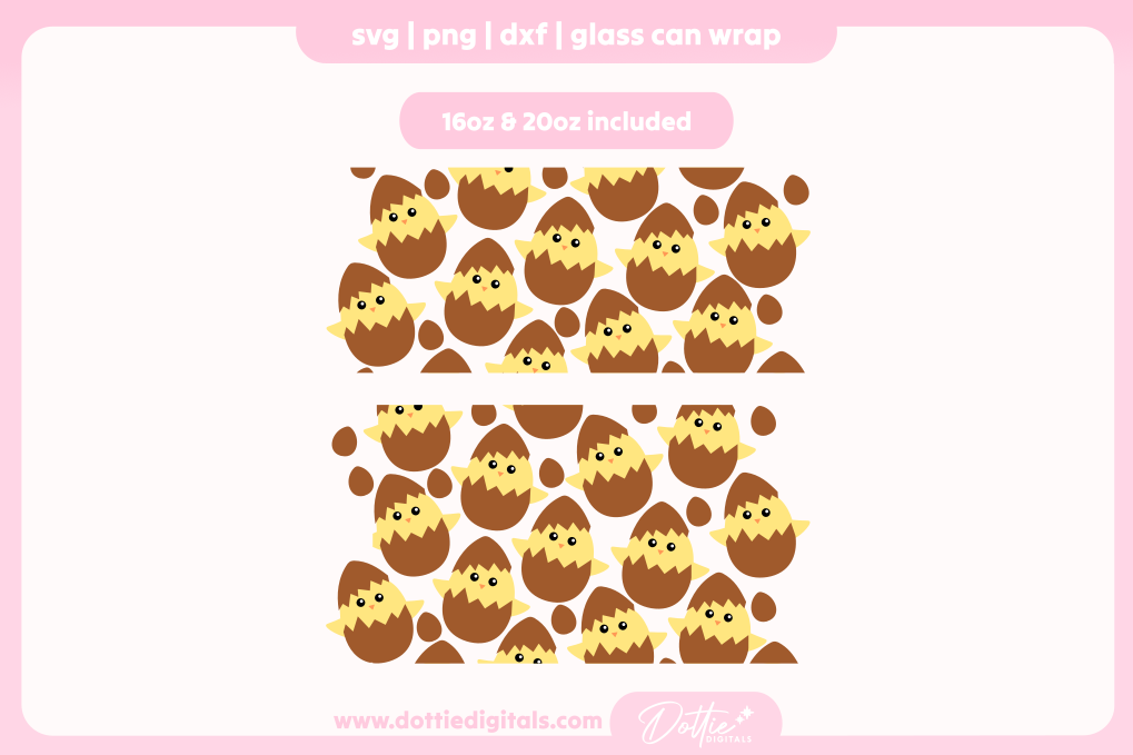 Easter Hatching Chicks 16oz & 20oz Libbey Glass Can Bundle SVG PNG