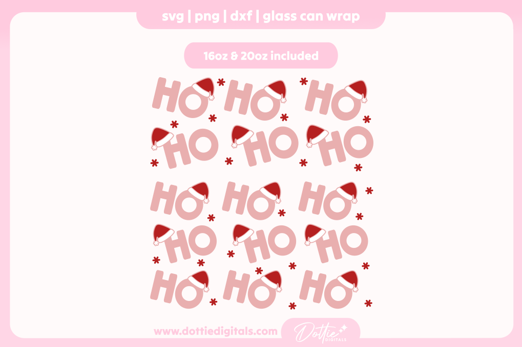 Ho Ho Ho 16oz & 20oz Libbey Glass Can Bundle SVG PNG
